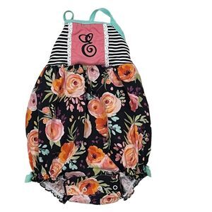Ricrac & Ruffles girls E monogram En Vogue Floral bubble size 24 months